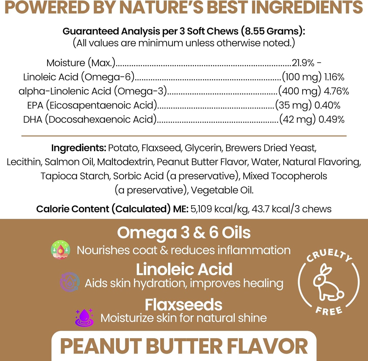 Omega-3 Fish Oil for Dogs, 180 Soft Chews - Salmon Oil Skin & Coat Supplement, Dog Allergy & Itch Relief, Hot Spots, Anti-Shedding - EPA & DHA Fatty Acids - Peanut Butter Flavour - Made in the USA - Chew + Heal - görsel 2