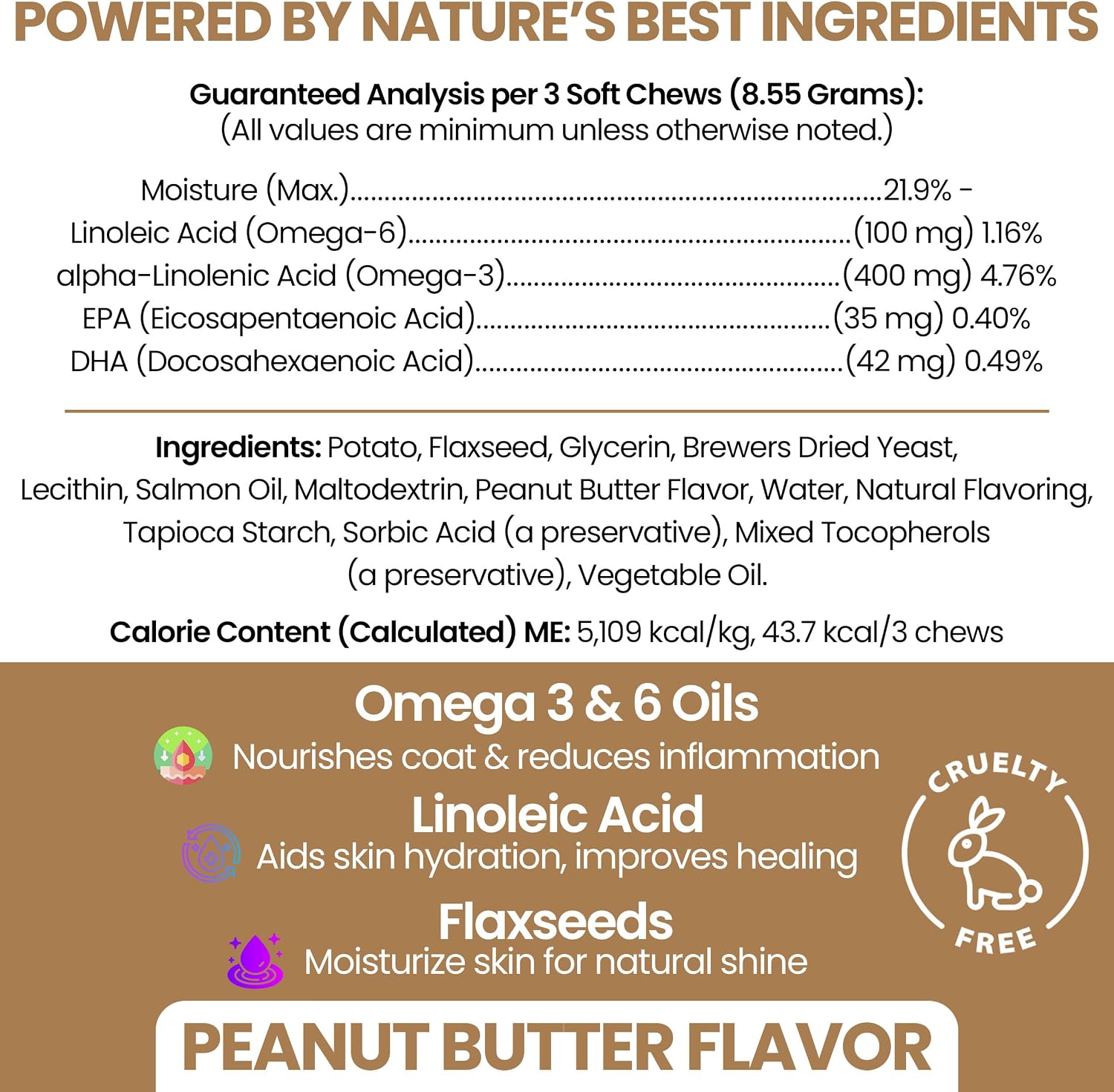 Omega-3 Fish Oil for Dogs, 180 Soft Chews - Salmon Oil Skin & Coat Supplement, Dog Allergy & Itch Relief, Hot Spots, Anti-Shedding - EPA & DHA Fatty Acids - Peanut Butter Flavour - Made in the USA - Chew + Heal - görsel 2