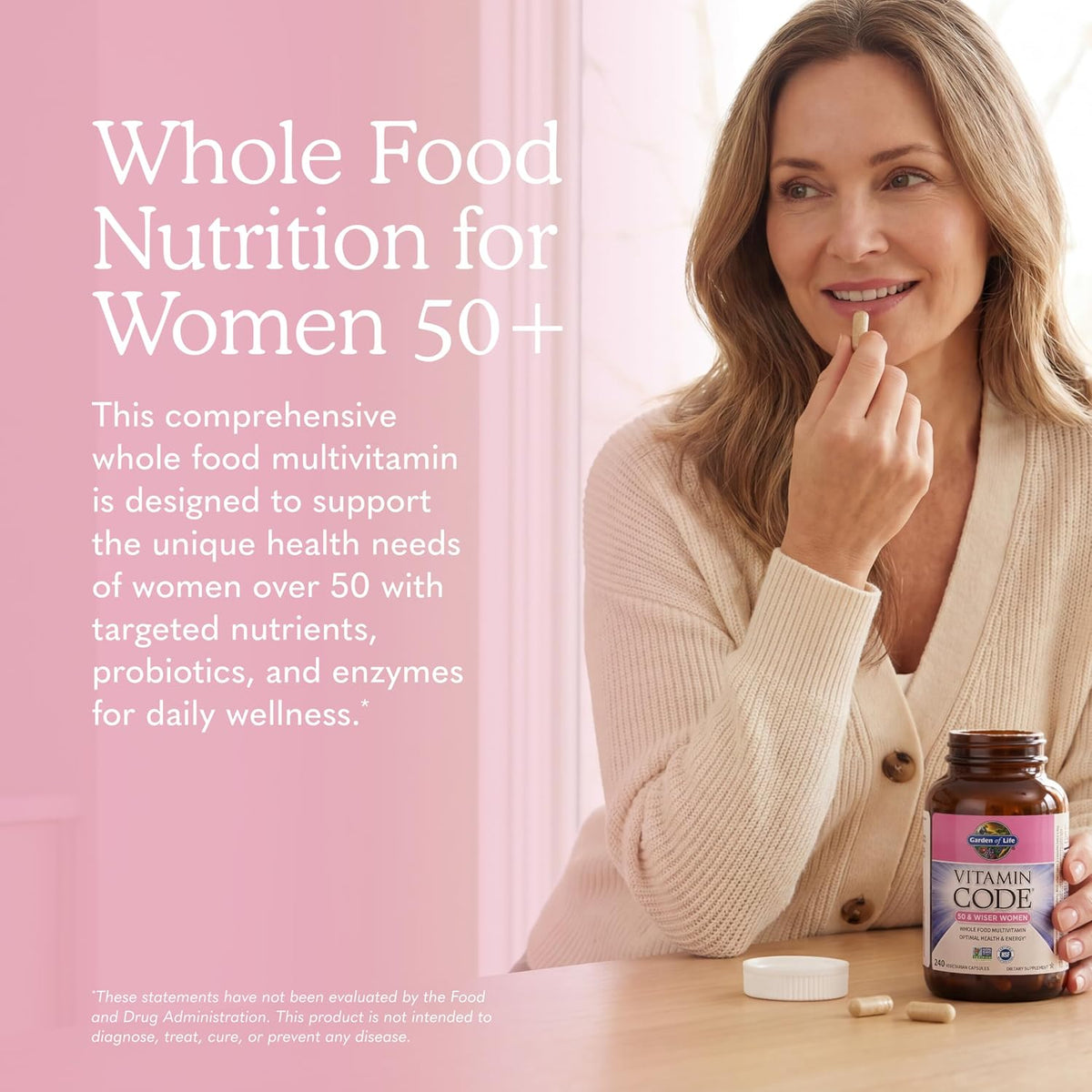 Garden of Life Vitamin Code Women 50 & Wiser Multivitamin – Whole Food with Probiotics, 240 Capsules - görsel 2