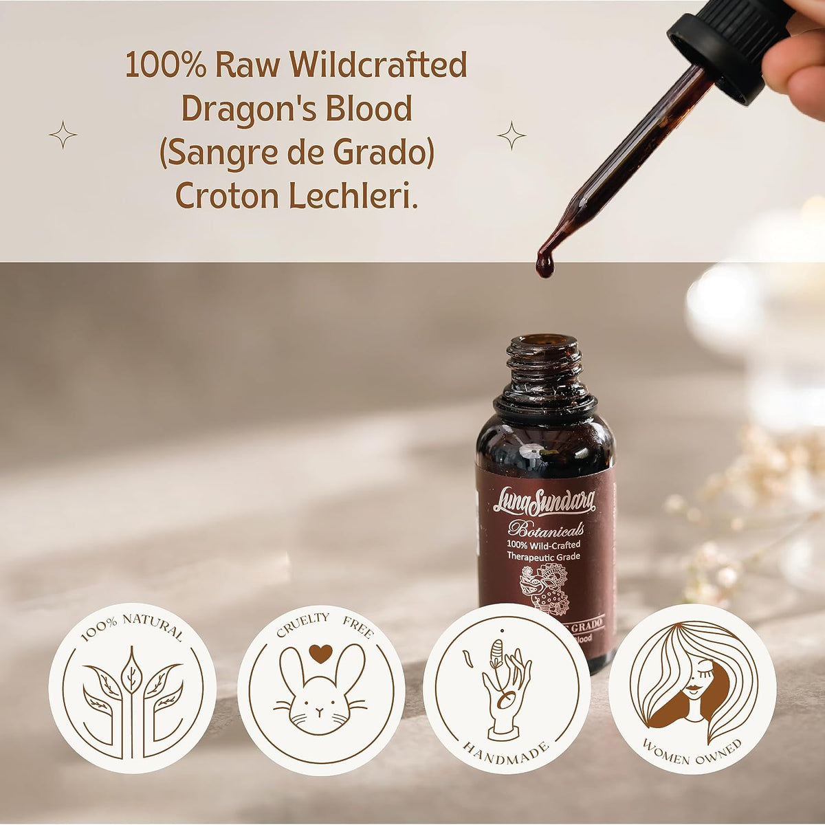 Luna Sundara Dragon's Blood Resin Liquid, 30 ml - Alcohol Free, 100% Pure Sangre de Grado - görsel 5