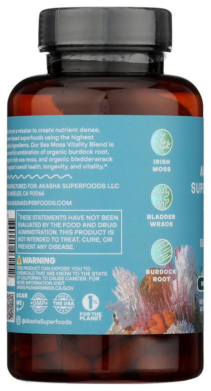 Sea Moss Capsules – Organic Irish Moss with Bladderwrack Root, Burdock Root, and BioPerine – Digestive, Thyroid & Immune Support – Vegan, Gluten-free – 60 Count