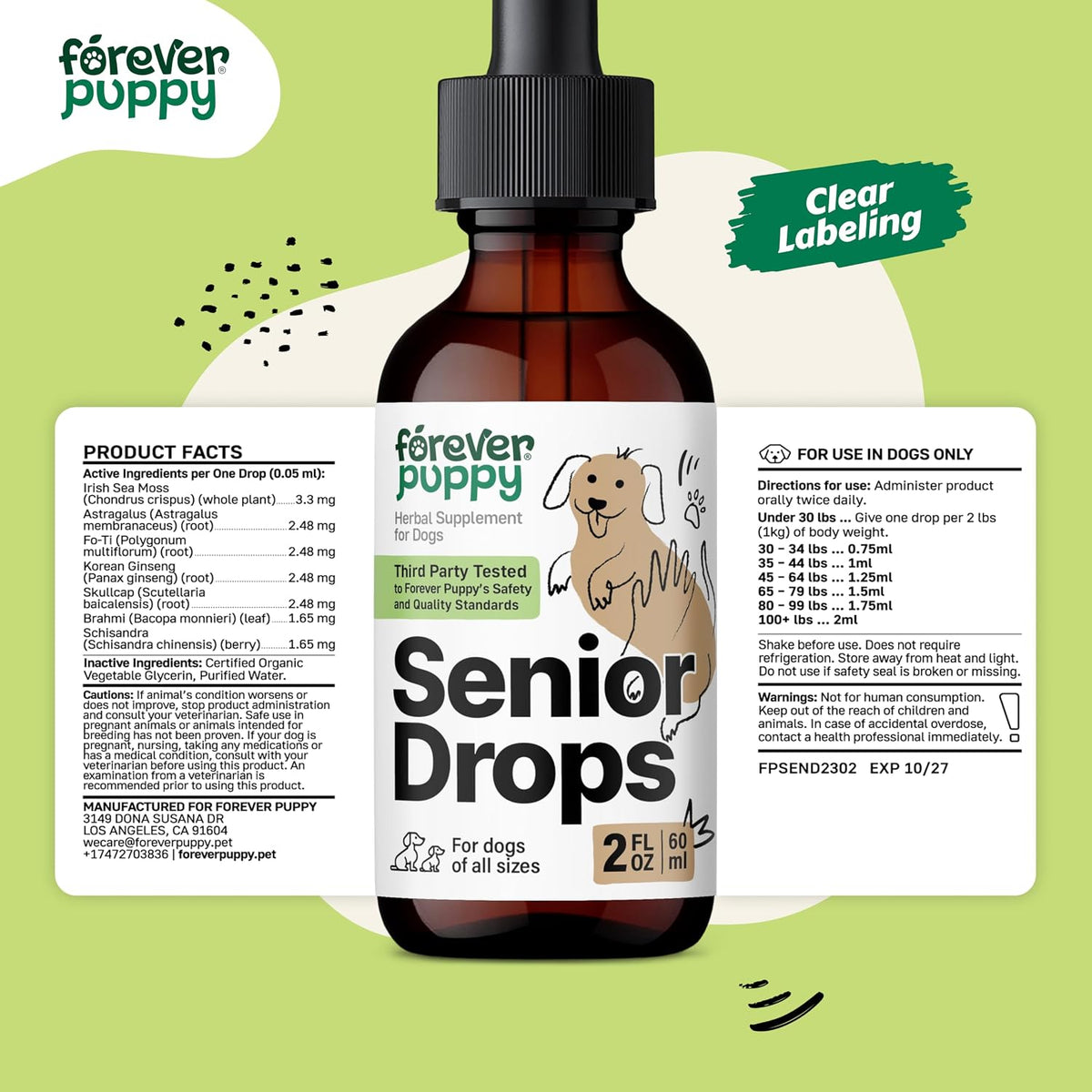 Forever Puppy Senior Dogs Drops – Immune and Brain Support Complex for Senior Dogs – 2 oz (59 ml) - görsel 8
