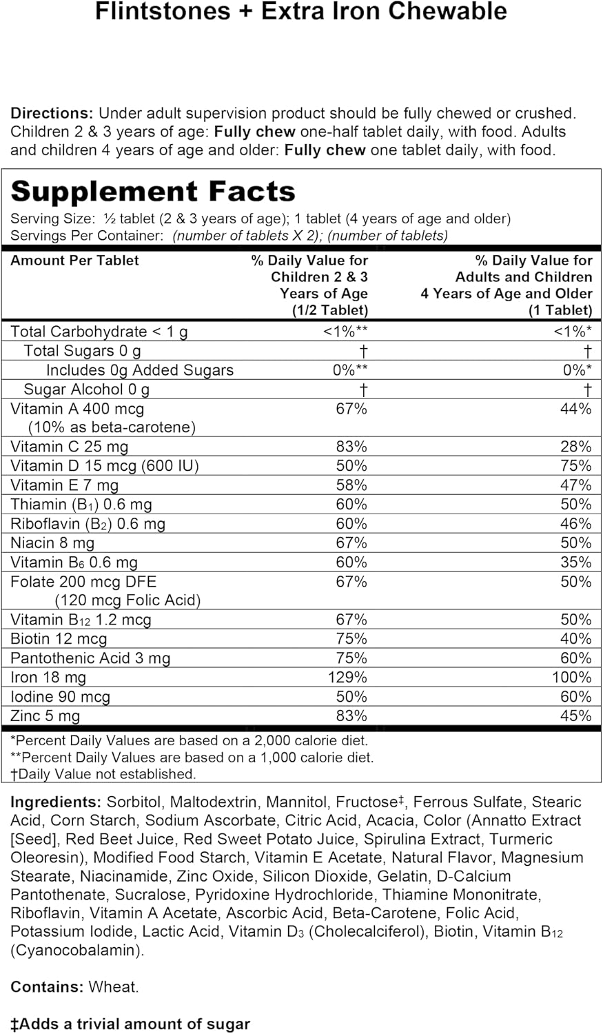Flintstones Chewable Kids Multivitamin with Vitamin C, D, B12 & Iron for Toddlers, 90 Tablets - görsel 9