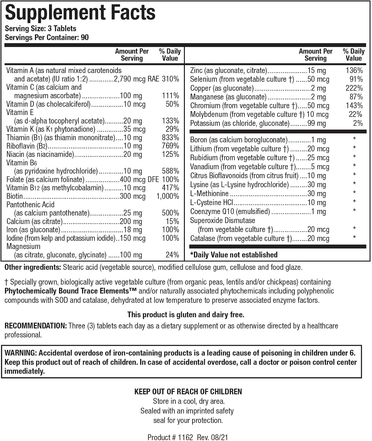 Bio-Multi Plus - Robust Foundation Multivitamin and Mineral Formula with Plant-Based Trace Minerals - 270 Tablets - görsel 3