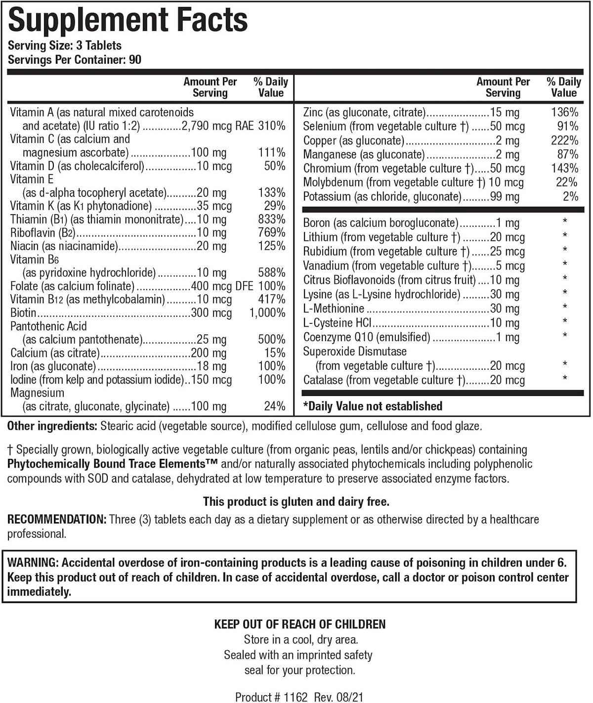 Bio-Multi Plus - Robust Foundation Multivitamin and Mineral Formula with Plant-Based Trace Minerals - 270 Tablets - görsel 3