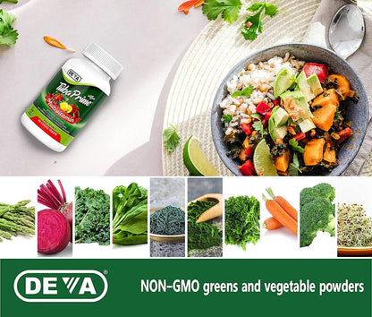 DEVA Tuba Prime Vegan Multivitamin High-Potency with Greens, Berries, Mushrooms, Probiotics & Herbs - 90 Tablets (2-Pack)