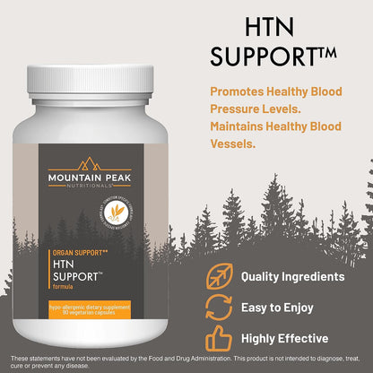 Mountain Peak Nutritionals HTN Support Supplement for Heart & Circulation Health - Advanced Formula with Rauwolfia, Hawthorn Berry, and Magnesium (90 Vegetarian Capsules)