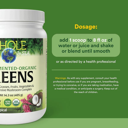 Whole Earth & Sea Organic Fermented Greens, Tropical, 405 g