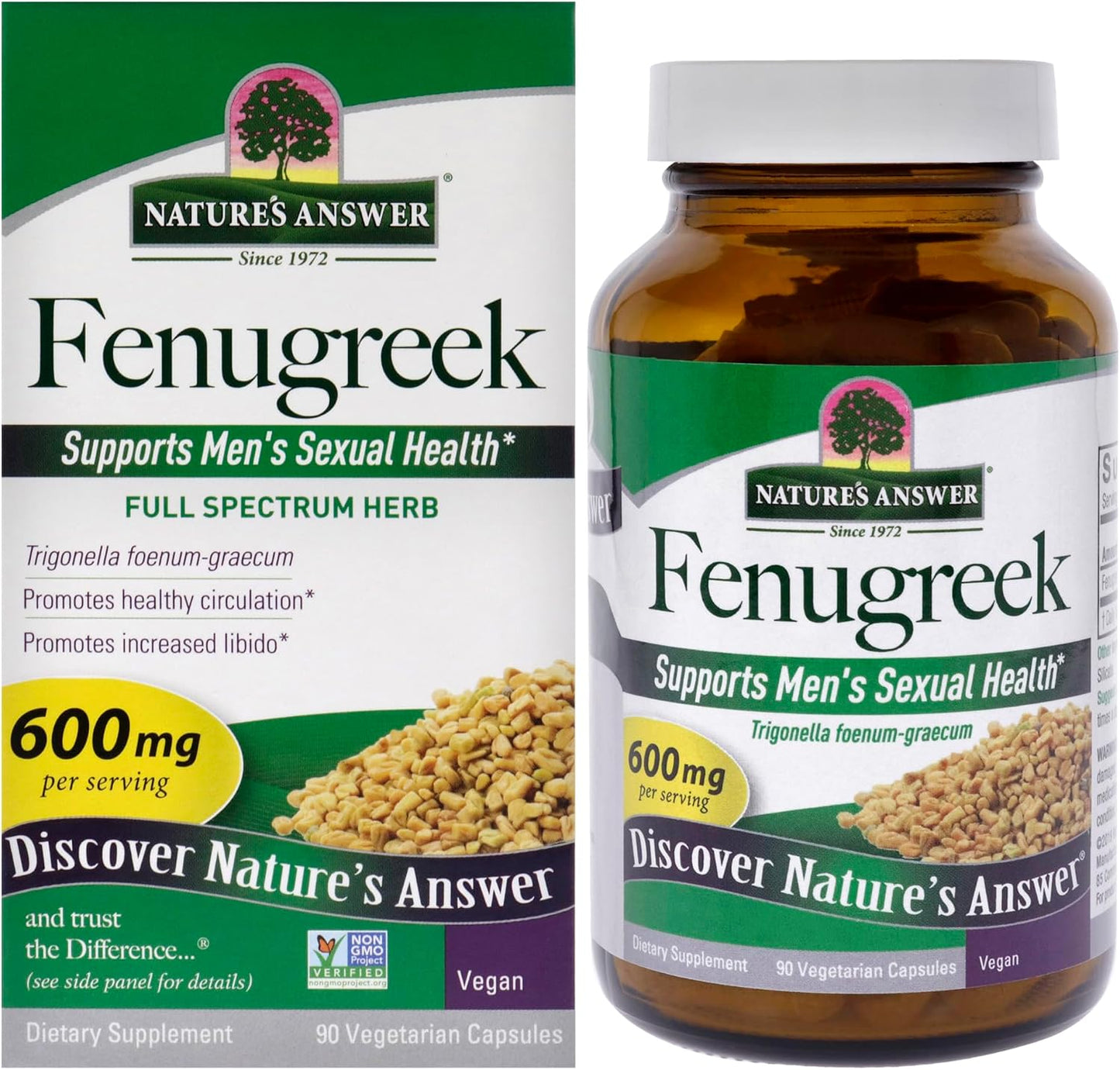 Nature's Answer Fenugreek Seed Supplement – Traditionally Used for Wellness – Non-GMO, Gluten-Free & Vegan (90 Capsules) - görsel 1