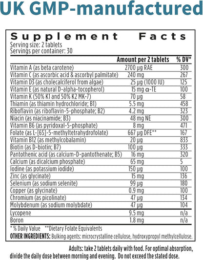 Igennus Methylated Multivitamin for Men – 22 Active Nutrients, 60 Tablets