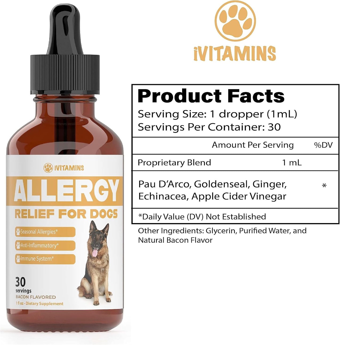 Natural Dog Allergy Relief - Liquid Herbal Supplement for Itching & Seasonal Allergies (30 ml) - görsel 2