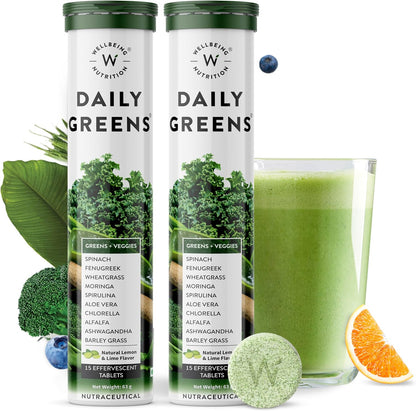 WELLBEING NUTRITION Daily Greens Wholefood Multivitamin Effervescent Tablets (30 Tablets)