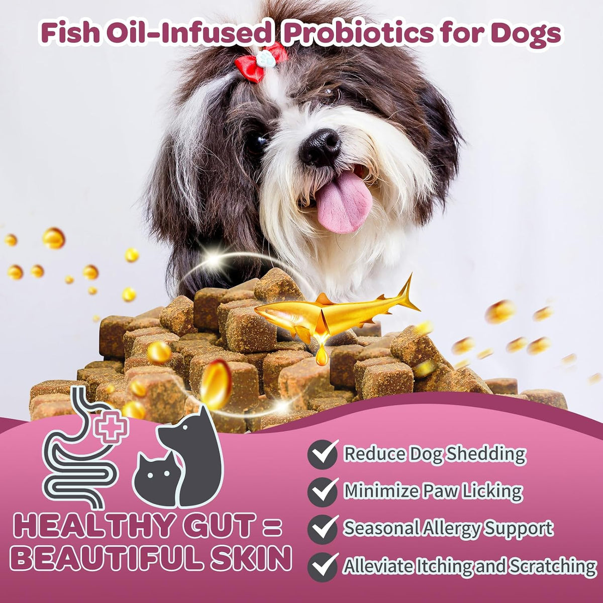 NATURE TARGET Probiotics for Dogs, 120 Soft Chews, Chicken Flavour | Plus Digestive Enzymes & Prebiotic for Digestive Health, Fish Oil & Vitamins Supplement for Allergies & Immune & Itchy Skin - görsel 5