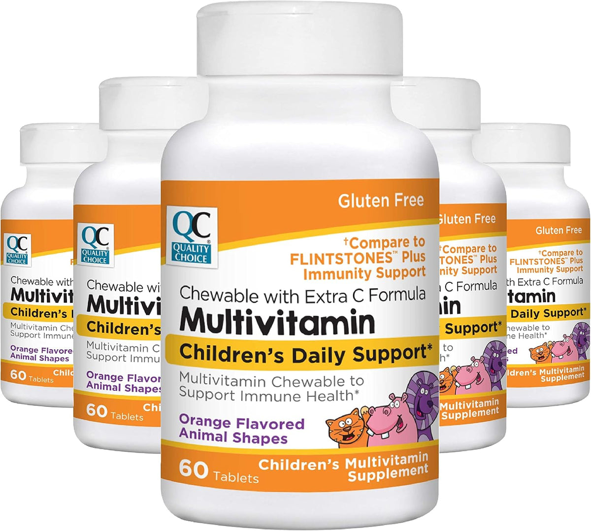 Quality Choice Children's Animal-Shaped Multivitamin with Extra Vitamin C for Immune Support Chewables (Pack of 5) - görsel 1