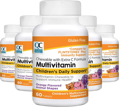 Quality Choice Children's Animal-Shaped Multivitamin with Extra Vitamin C for Immune Support Chewables (Pack of 5)
