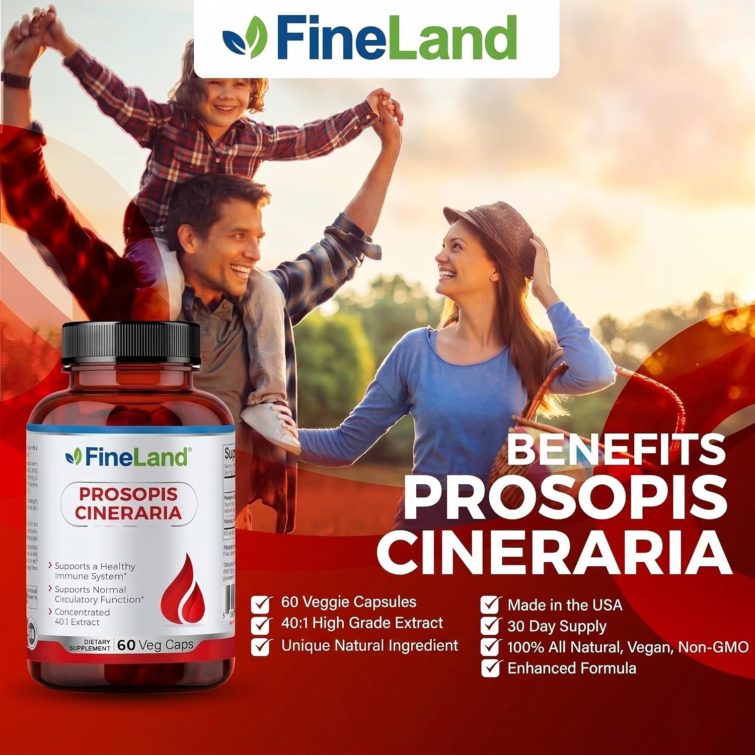FineLand Prosopis Cineraria – Full Spectrum – Supports Cholesterol, Circulation & Arterial Health – 60 Vegan Capsules - görsel 3