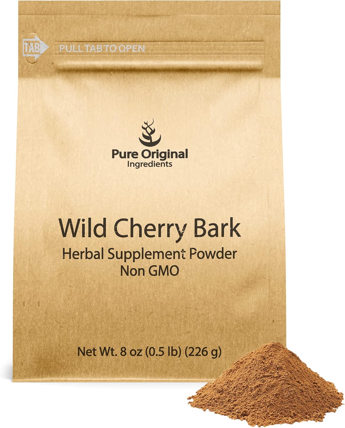 PURE ORIGINAL INGREDIENTS Wild Cherry Bark (8 oz / 227 g) - Non-GMO, No Fillers or Additives - görsel 1