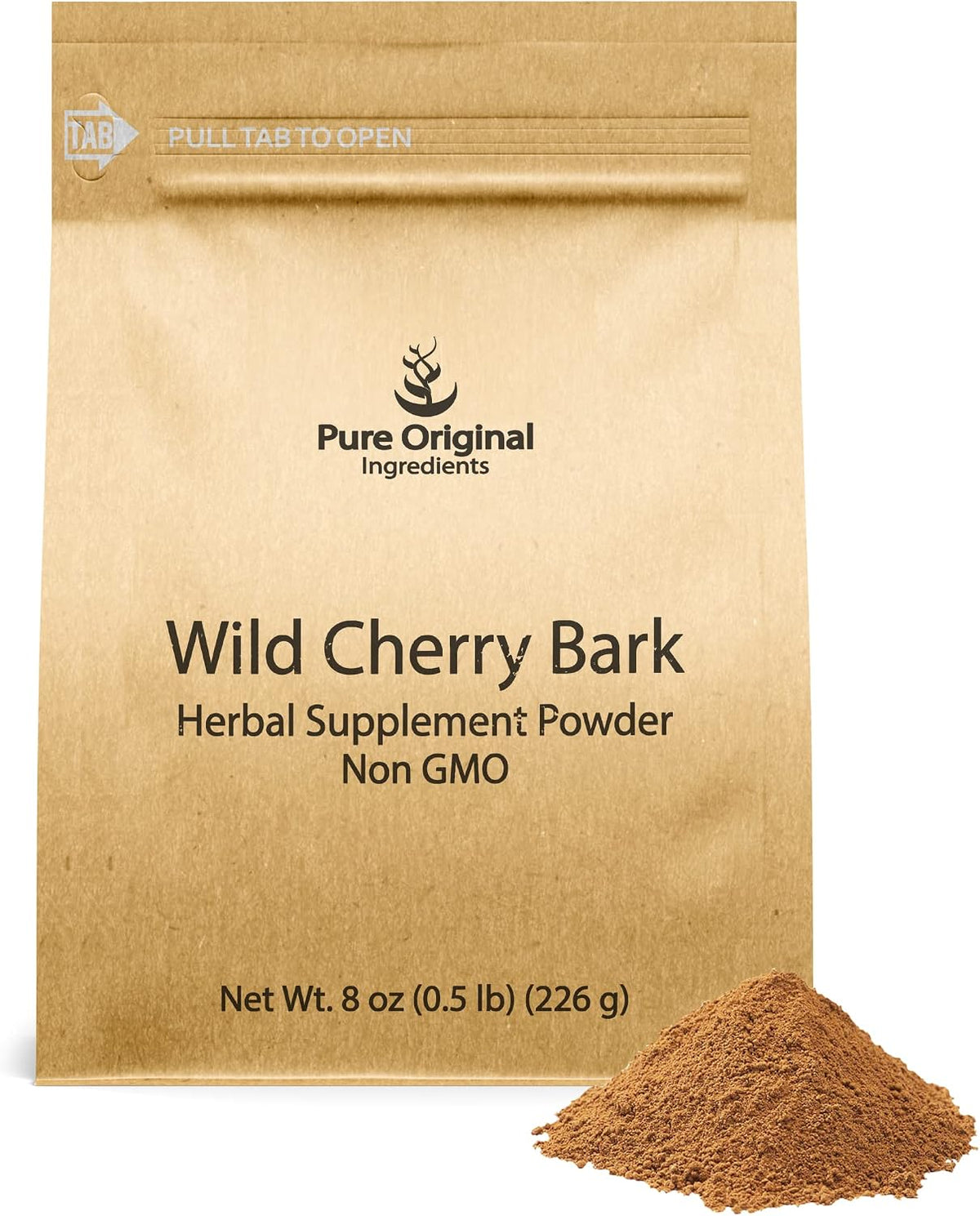 PURE ORIGINAL INGREDIENTS Wild Cherry Bark (8 oz / 227 g) - Non-GMO, No Fillers or Additives - görsel 1