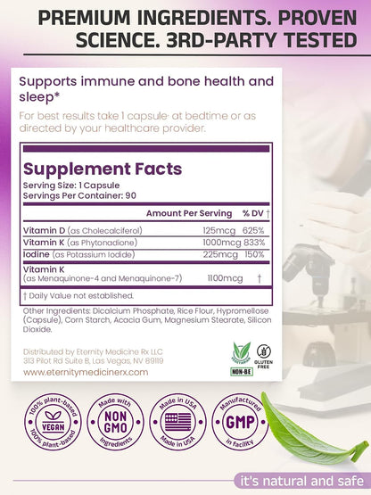 Vitamin D3 K2 5000 IU – High Potency D3 and K2 Supplement for Bone and Immune Support – Doctor Formulated – 90 Capsules