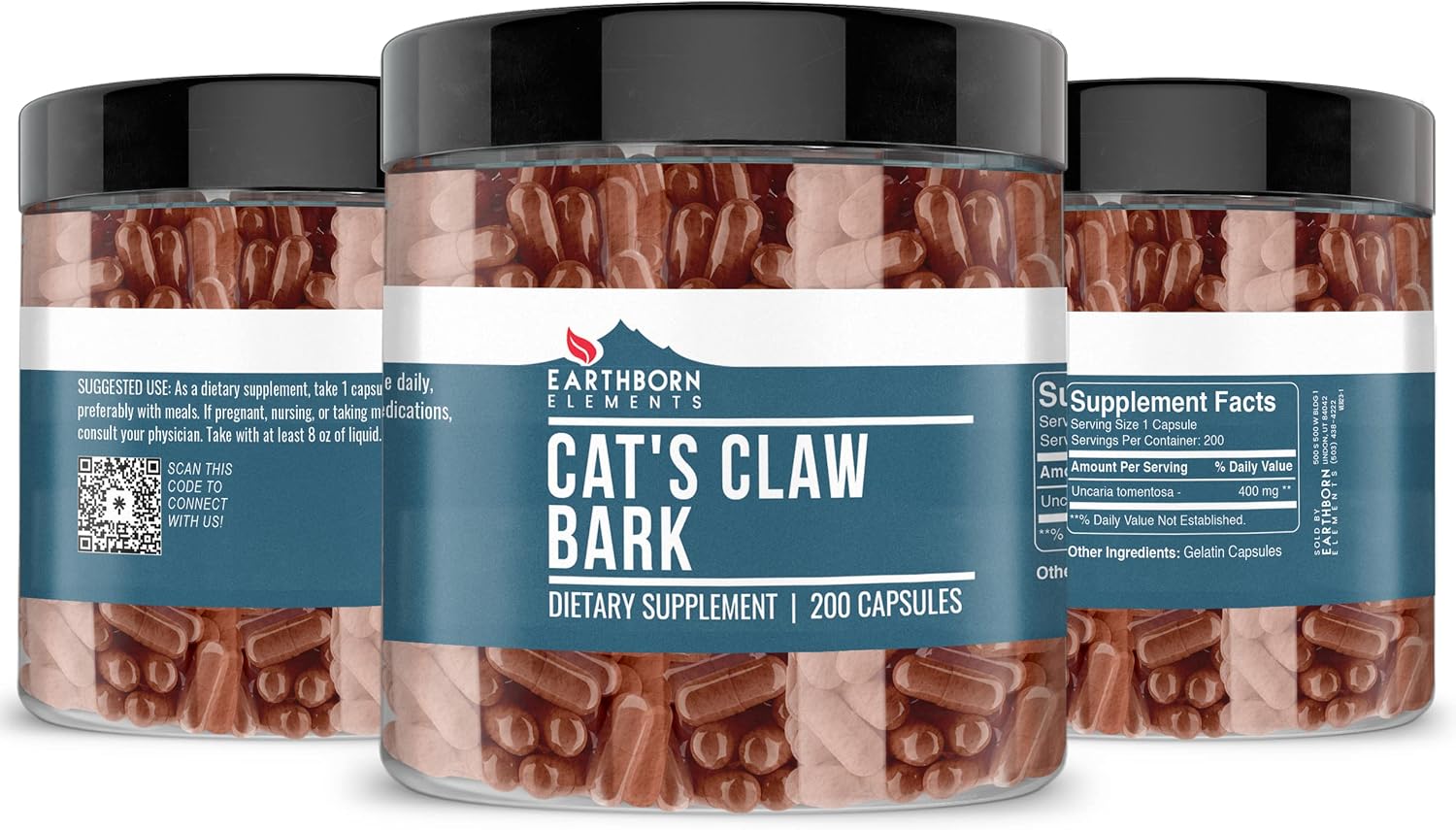 Earthborn Elements Cat's Claw Bark 200 Capsules, Pure and Undiluted, No Additives - görsel 2