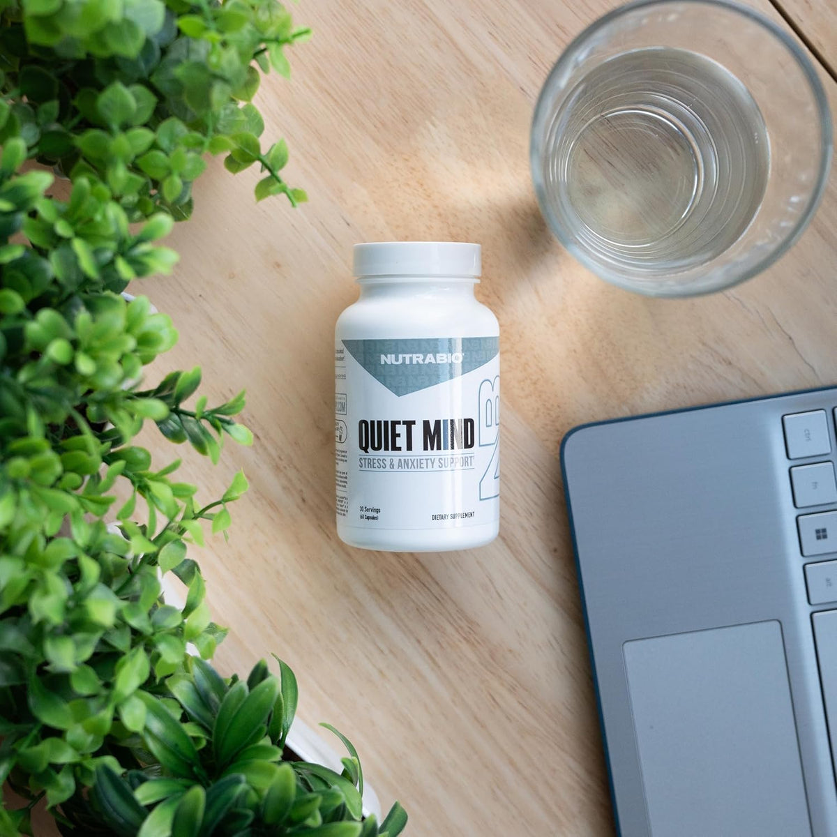 NutraBio Quiet Mind Stress Relief Food Supplement, 60 Capsules - görsel 2