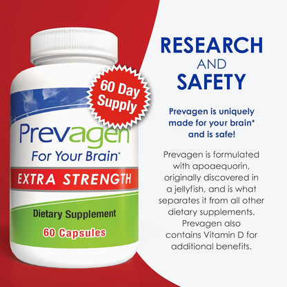 Prevagen Extra Strength - 60 Capsules (2 Months' Supply) | Brain Health Supplement | 20mg of Apoaequorin Plus Vitamin D3