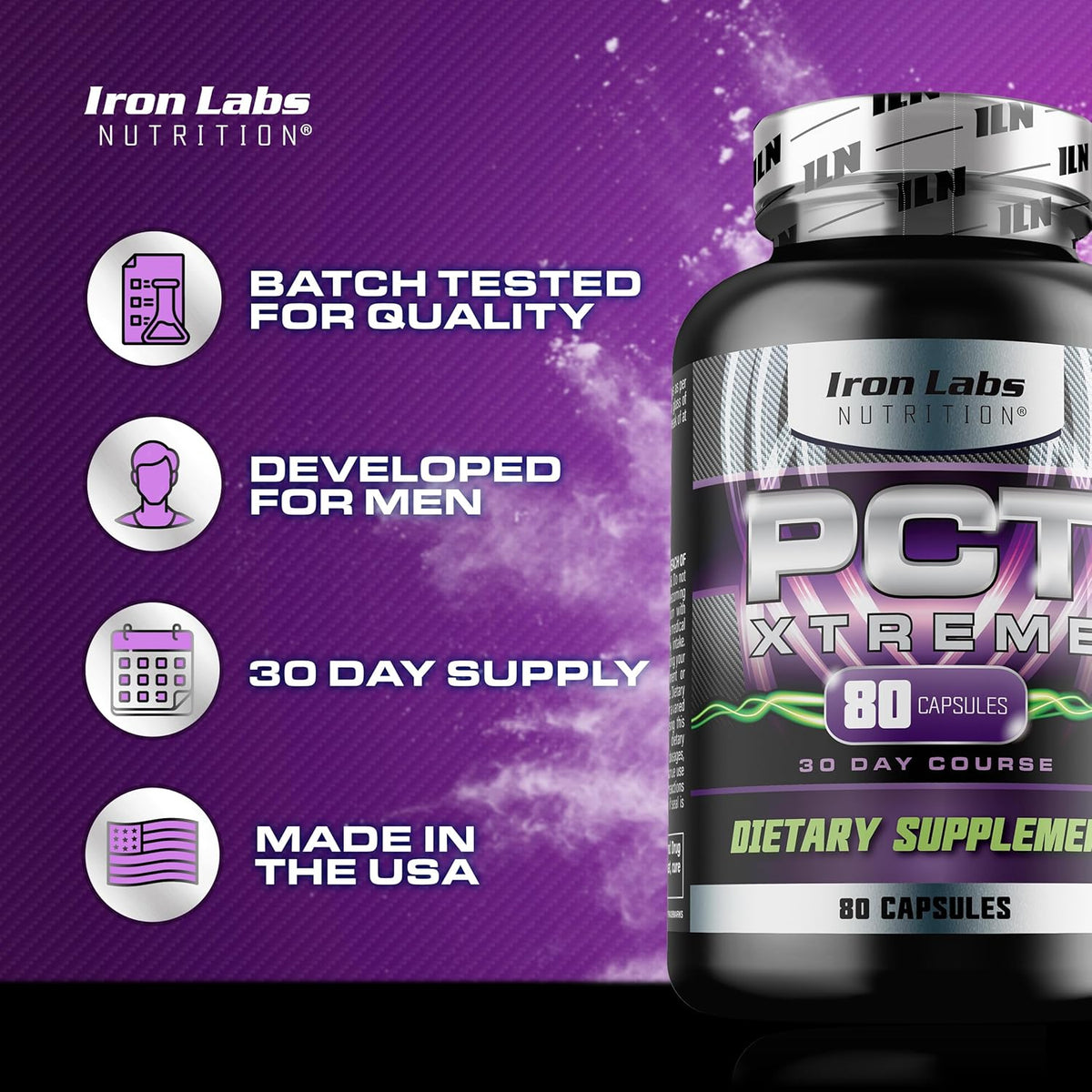 Iron Labs Nutrition PCT Xtreme – Post-Cycle Support for Men – 80 Capsules - görsel 4