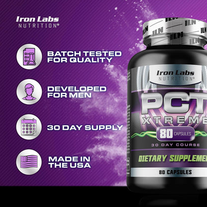 Iron Labs Nutrition PCT Xtreme – Post-Cycle Support for Men – 80 Capsules