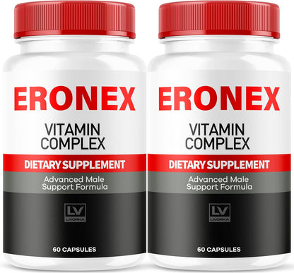 (2-Pack Eronex Vitamin Complex Capsules, Eronex Capsules, Official Advanced Formula, Eronex All-Natural Support Capsules, Eronex Reviews, 120 Capsules for 2 Months