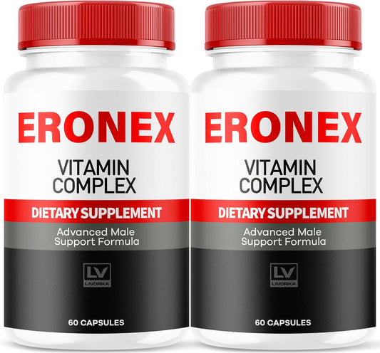 (2-Pack Eronex Vitamin Complex Capsules, Eronex Capsules, Official Advanced Formula, Eronex All-Natural Support Capsules, Eronex Reviews, 120 Capsules for 2 Months
