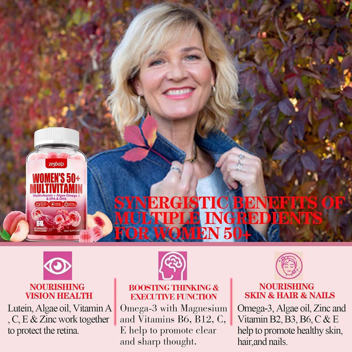 ZEGBALP Sugar-Free Women's Multivitamin 50+ Gummies - görsel 5