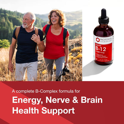 Protocol For Life Balance Liquid B-12 5,000mcg – Nervous System Support with B Vitamins – Dairy Free & Vegan – 118 ml