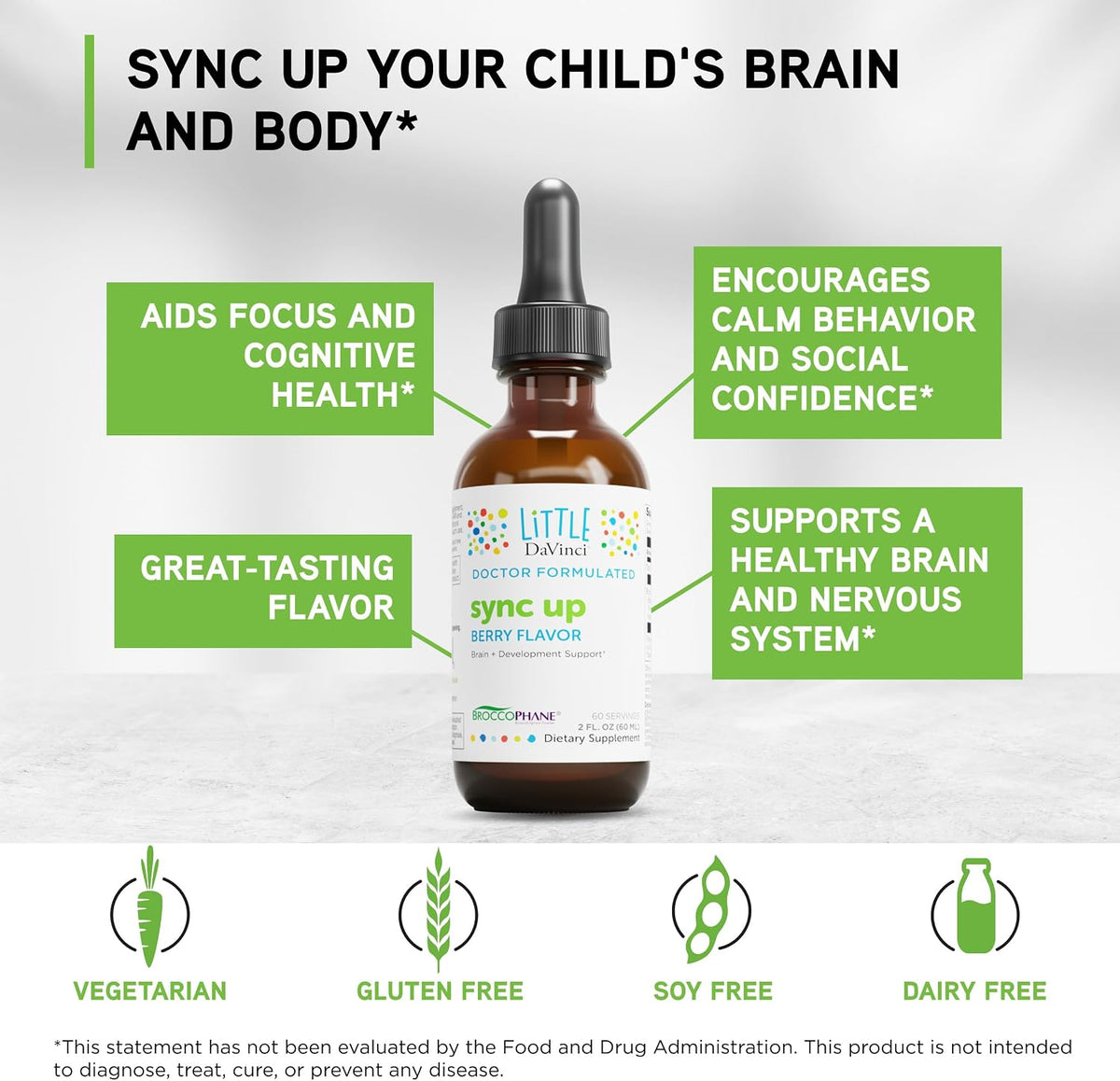 Little Davinci Sync Up - Sulforaphane Liquid Supplement for Children - Berry Flavour - 60 ml (60 Servings) - görsel 3