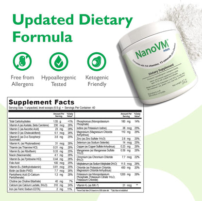 NanoVM Adult Allergen-Free Multivitamin Powder, Unflavoured, 275g