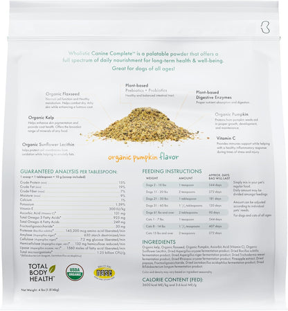 Wholistic Pet Organics Canine Complete - Dog Multivitamin Powder - 4 lb (180 Scoops)