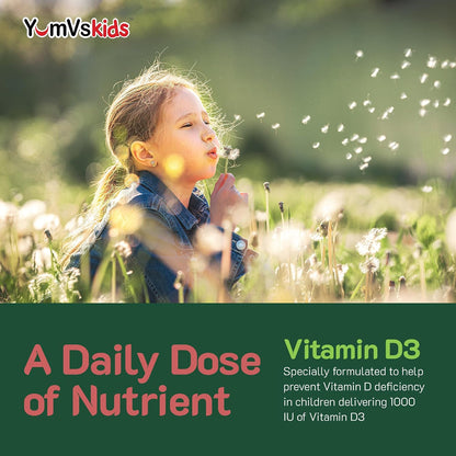 YUM-V's Chewable Vitamin D Gummies for Children - 1000 IU Vitamin D3 - 60 Gummies