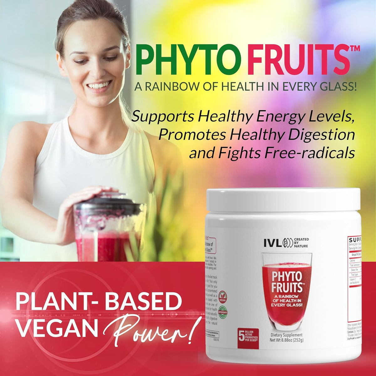 IVL Phyto Fruits Superfood Powder - Vegan, 40 Fruits & Nutrients with Probiotics (30 Servings) - görsel 7