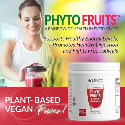 IVL Phyto Fruits Superfood Powder - Vegan, 40 Fruits & Nutrients with Probiotics (30 Servings)