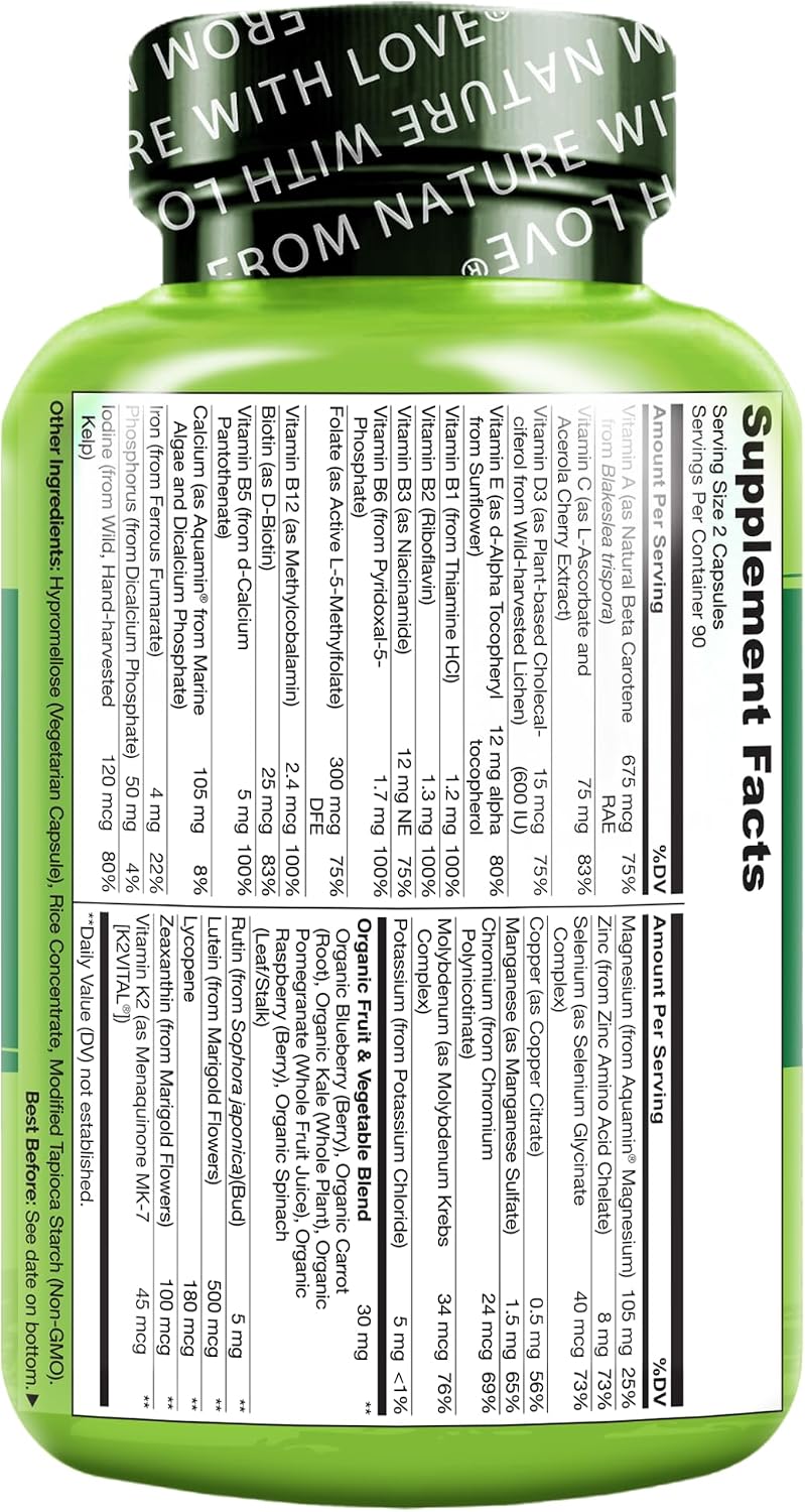 NATURELO Multivitamins for Teens – Whole Food Multivitamin with Minerals, 180 Capsules - görsel 8
