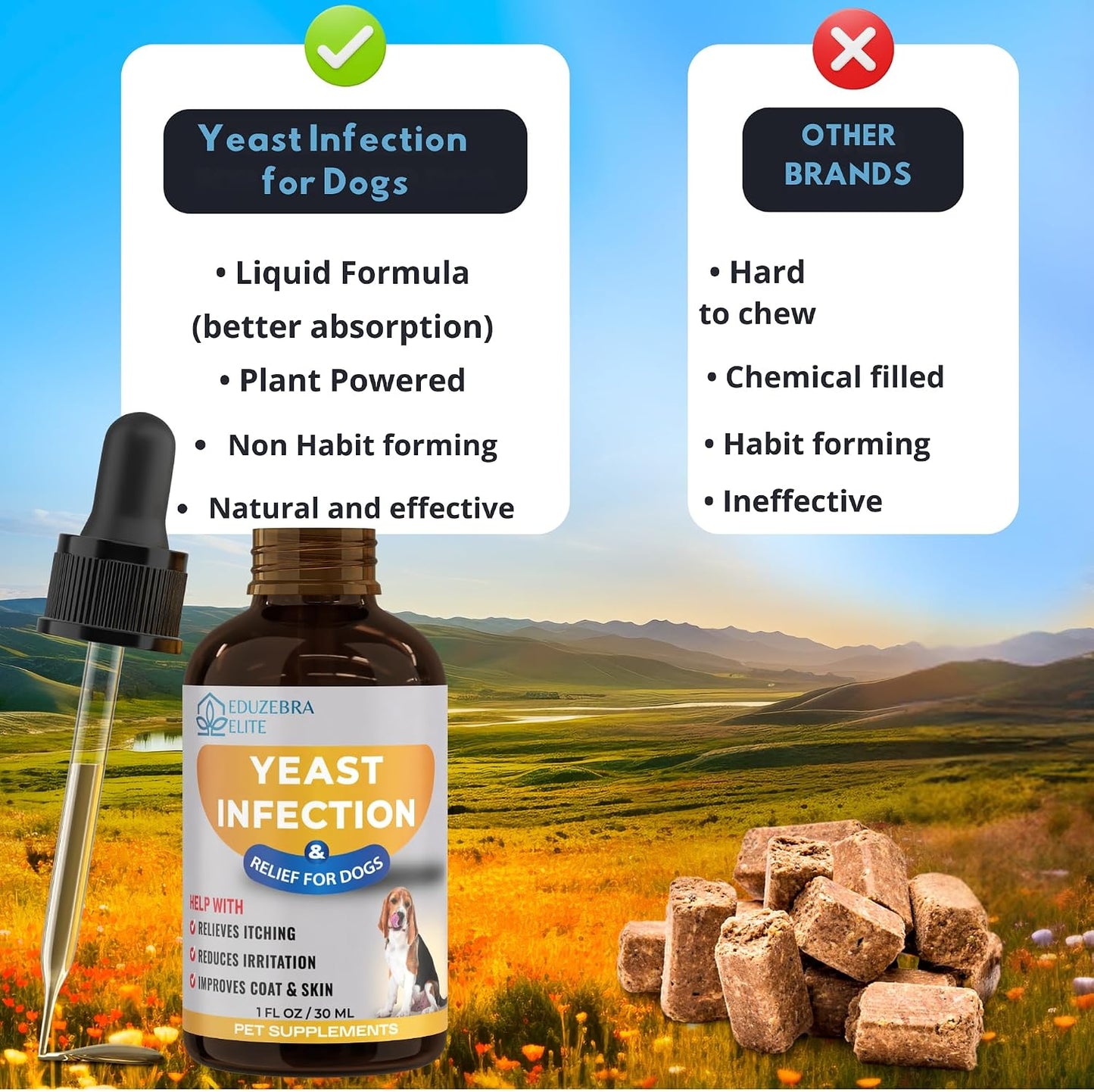 EDUZEBRA Yeast Infection Support for Dogs – Soothing Itch Relief & Skin Health Liquid Supplement - görsel 6
