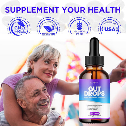 Gut Drops Liquid Supplement – All-Natural Vitamin Formula for Digestive and Energy Support (30 Servings)