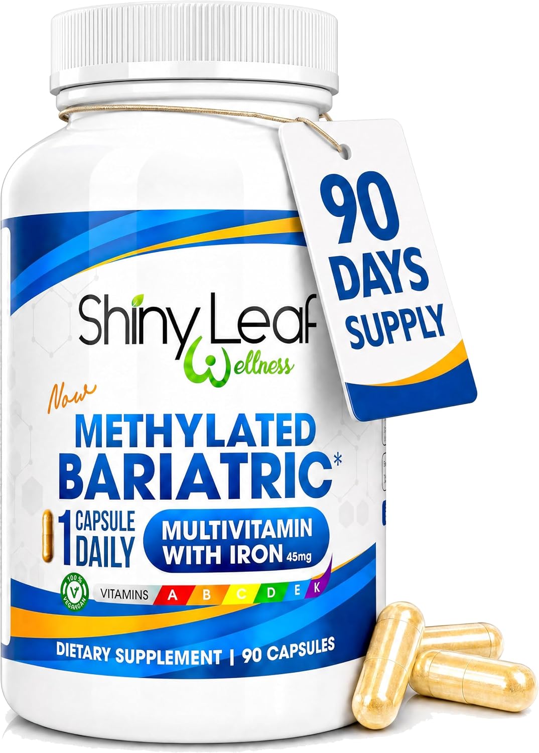 Shiny Leaf Methylated Bariatric Multivitamin with Iron 45mg – Once Daily Capsule – ASMBS Compliant – 90 Capsules - görsel 1