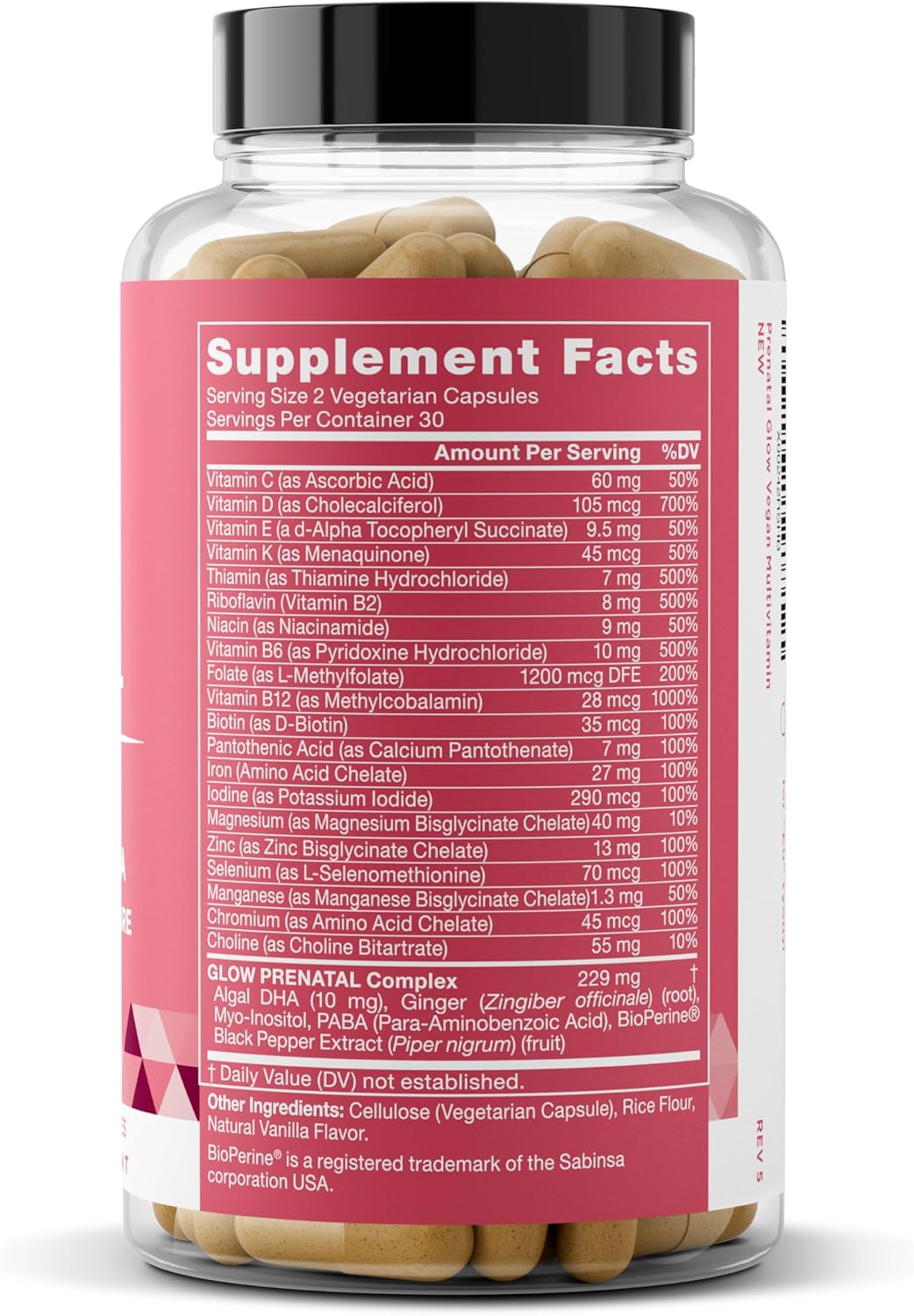 Eu Natural Glow Prenatal Vitamins for Women – 20-in-1 Multivitamin with Folate & Vegan DHA – 60 Vegetarian Capsules - görsel 8