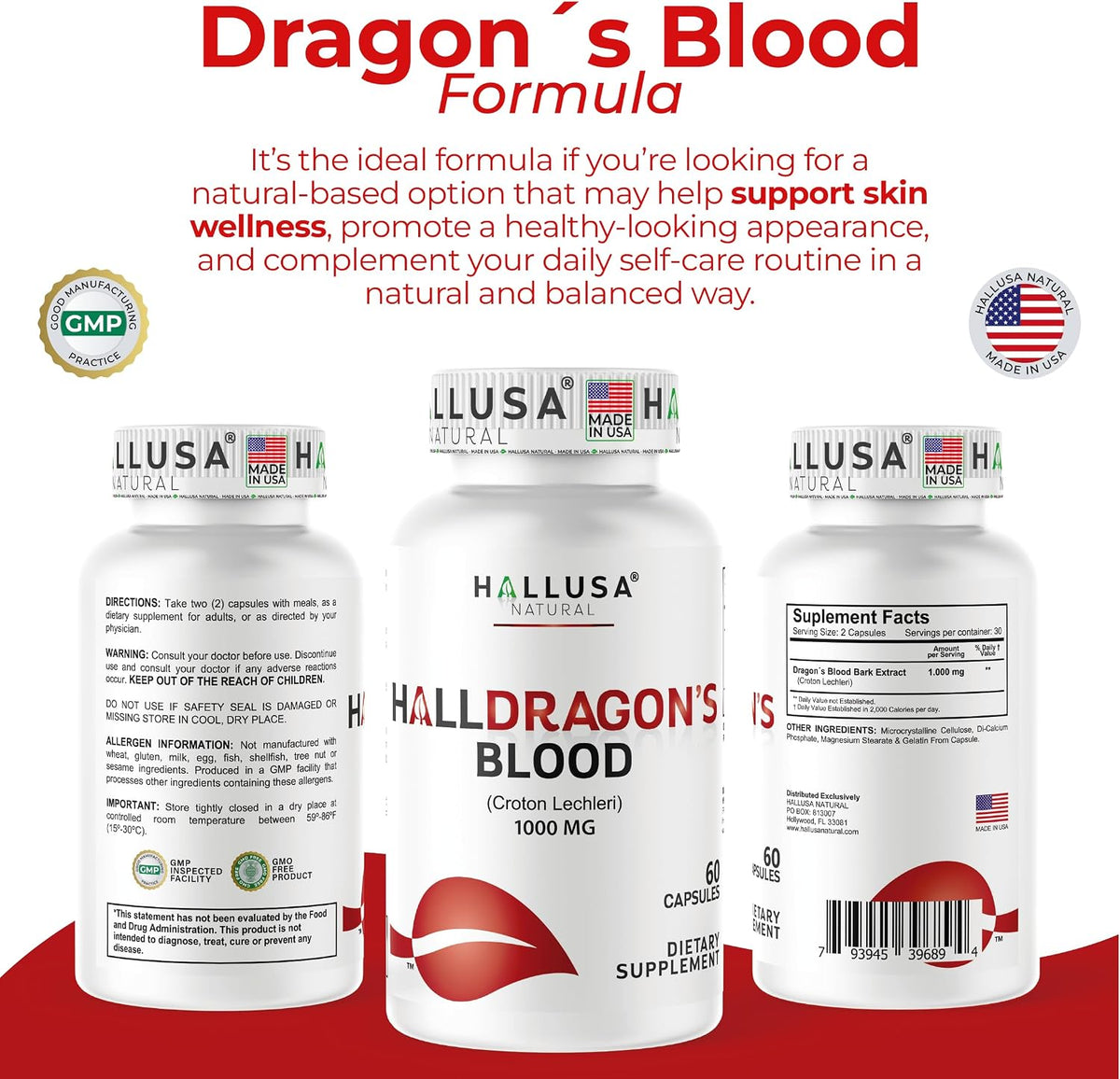 Dragon’s Blood Capsules 1000mg, Croton Lechleri Extract (Sangre de Drago, Sangre de Grado) Natural Digestion Support, Skin Healing, Ulcers, Stomach Sensitivity, Scarring, Antioxidant Support, 60 Capsules - görsel 9