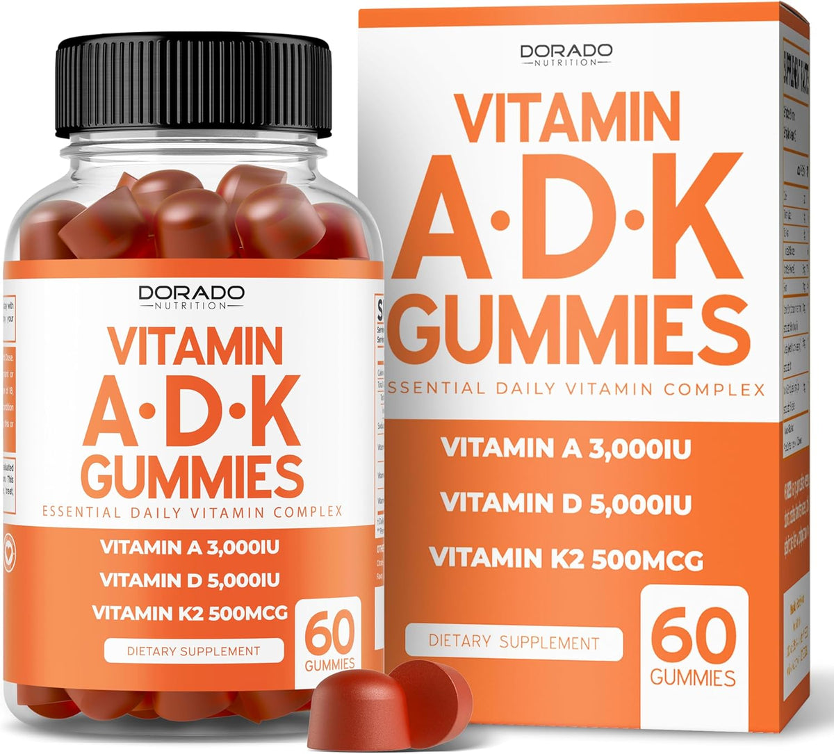 ADK Gummies - Vitamin D3 K2 (60 Sugar Free Gummies) - 10000 IU D3 & 5000 IU K2 - Vegan & Non-GMO - görsel 1