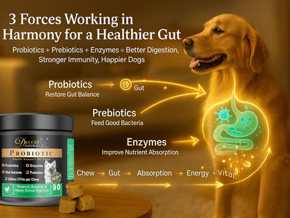 Deluxe Naturals Probiotic Soft Chews for Dogs – Digestive & Immune Support – 180 Count (2 x 90ct) – Chicken Flavour