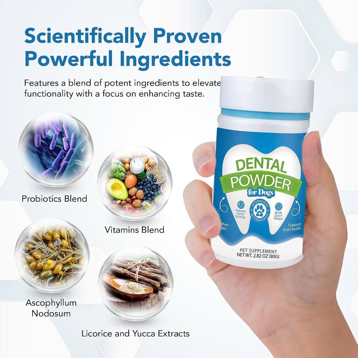 Spanielbuns Dental Powder for Dogs - Plaque Control & Tartar Remover, Breath Freshener with Probiotics (80 g) - görsel 6