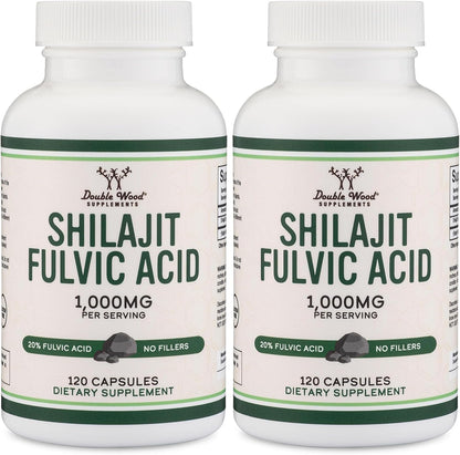 Shilajit Pure Himalayan Capsules (20% Fulvic Acid) - 1,000 mg per Serving, 120 Capsules