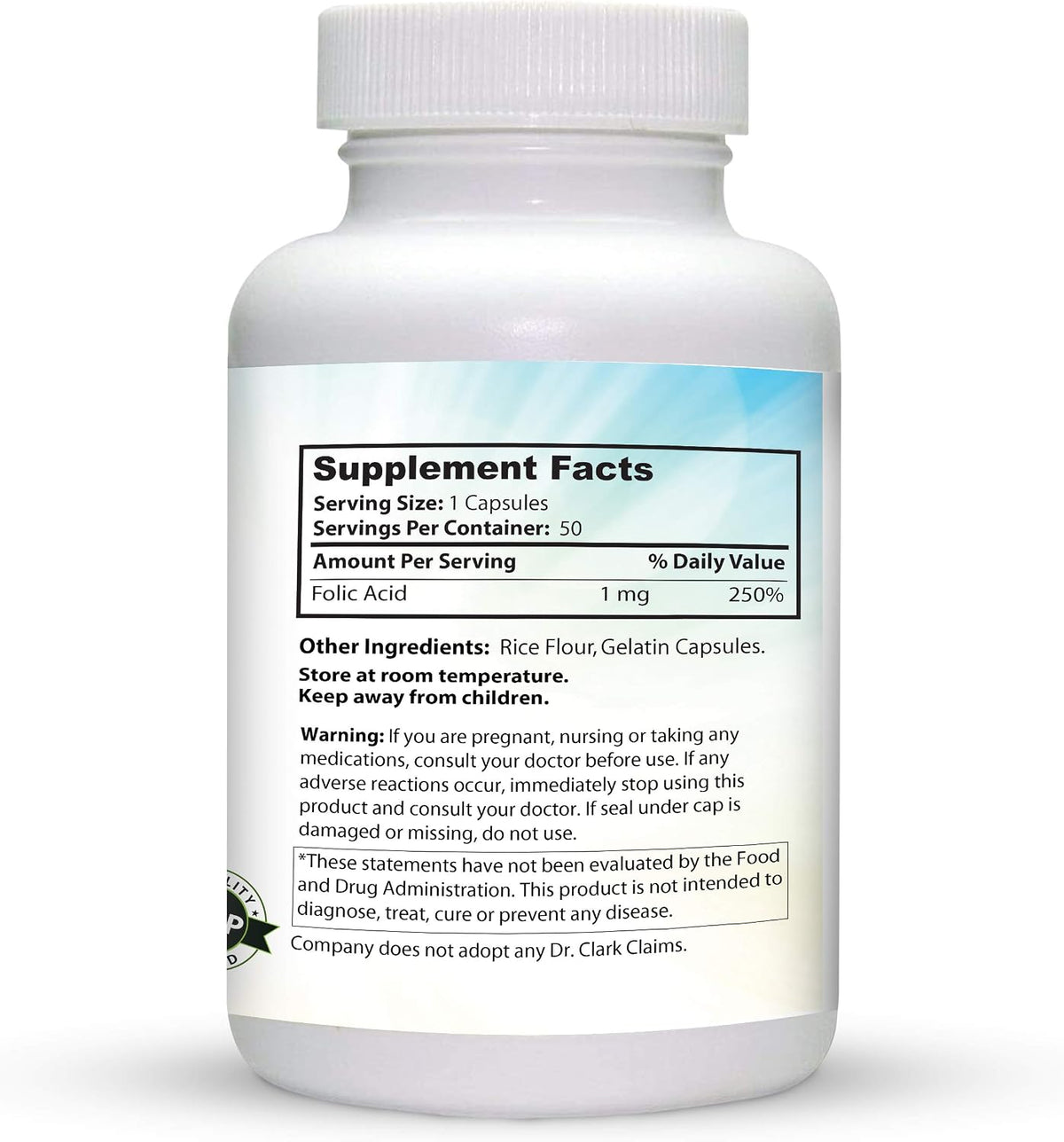 Dr. Clark Folic Acid (Vitamin B9) Supplement – 1mg, 100 Gelatine Capsules, Essential B Vitamin for Daily Health - görsel 3