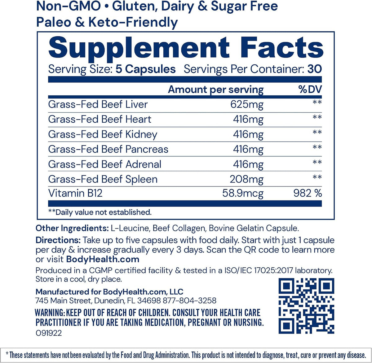 BodyHealth Organ+ Grass-Fed Glandular Organ Complex - 150 Capsules - görsel 2